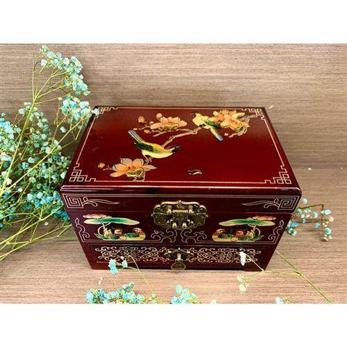 首饰盒平遥推光漆器平遥红色推光漆器木质复古收纳结婚平板电脑包