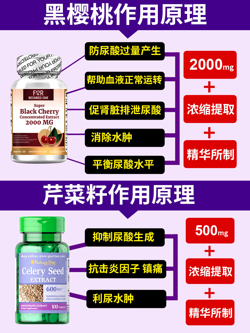 黑樱桃浓缩胶囊尿酸克星痛降风尿酸高降进口尿酸的药保健品芹菜籽