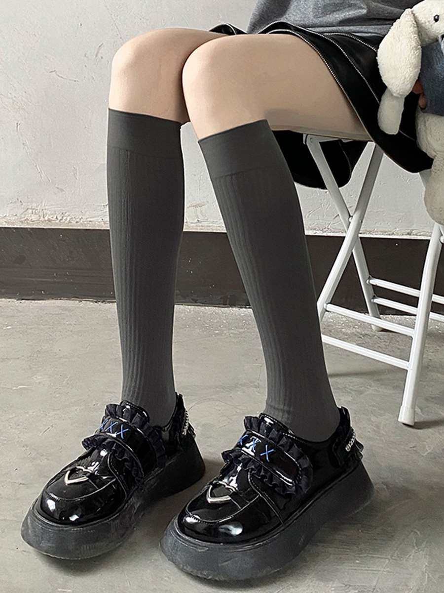 夜间教习室jk女长筒袜白色日系夏季丝袜薄款半截小腿袜中筒袜子夏