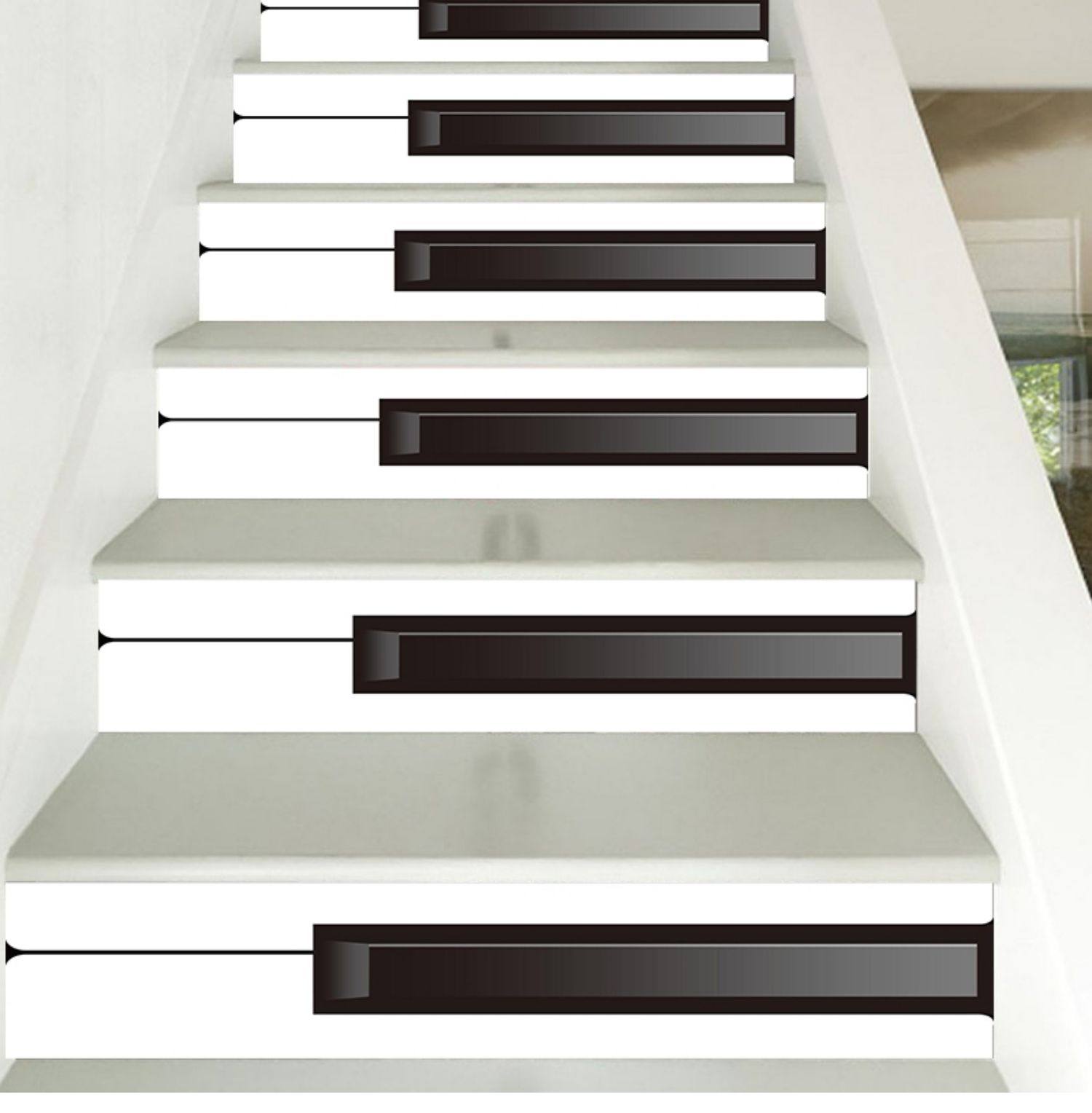 包邮艺术贴纸翻新楼梯幼儿园音乐13片琴键白钢墙贴