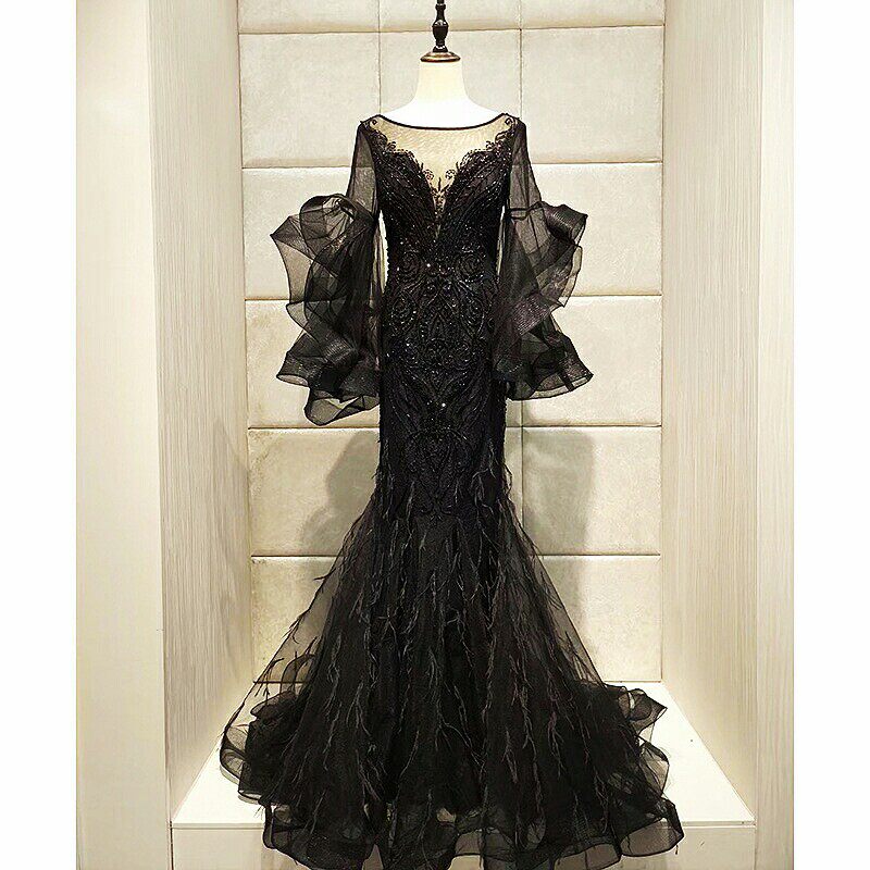 宴会晚礼服2020新款高端时尚拖尾长裙气质显瘦年会主持走秀演出服