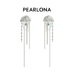 PEARLONA【胡可专属】小水母迷你流苏海蓝石巴洛克珍珠耳夹耳饰价格比较