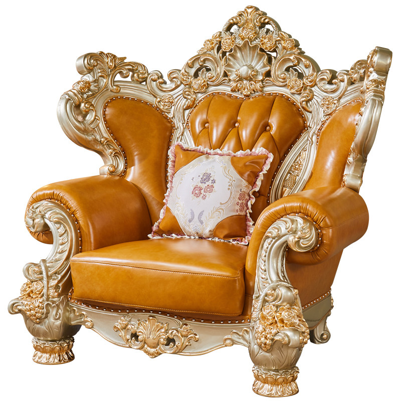 欧式真皮沙发 客厅大户型别墅奢华123组合实木雕花沙发欧美风高档