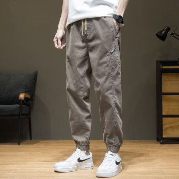 Spring and Autumn Jeans Men's Korean Style Loose Small Foot Harem Pants Trendy Brand Versatile Nine-Point Solid Color Leg-tie Pants Men