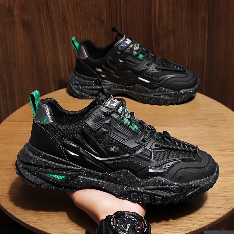 2022春季新款运动鞋男潮流休闲百搭网面透气老爹鞋ins潮黑色夏季