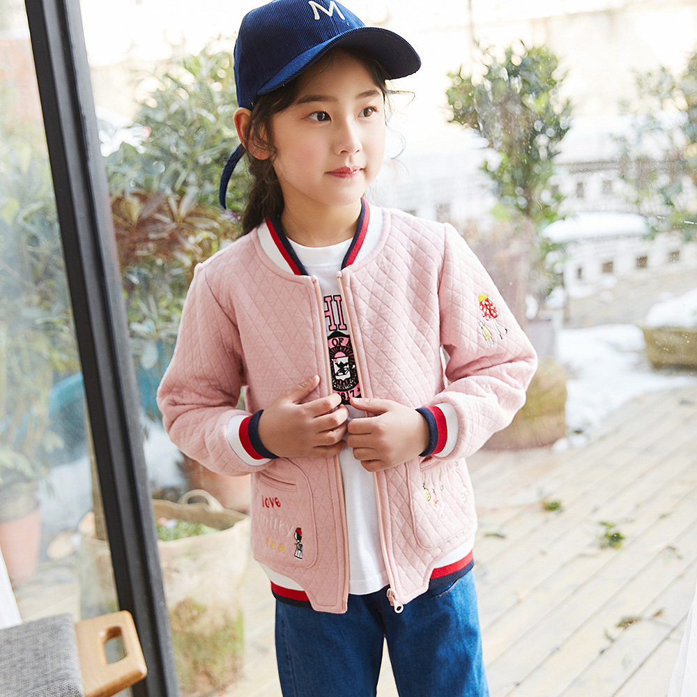 女童春装外套2019新款洋气女童棒球服儿童夹克女大童外套春秋棉服