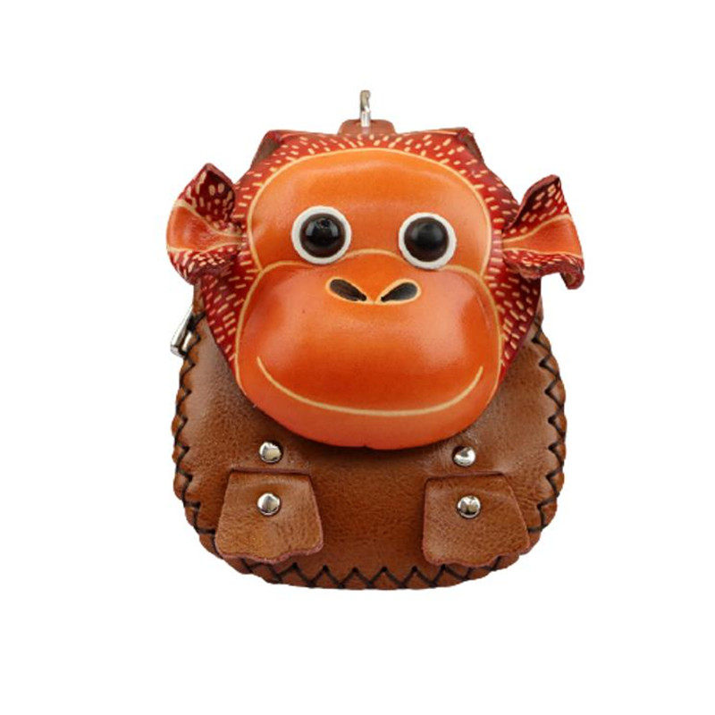 牛皮卡通小猴子零钱钱包汽车钥匙包儿童生肖树膏创意零钱包
