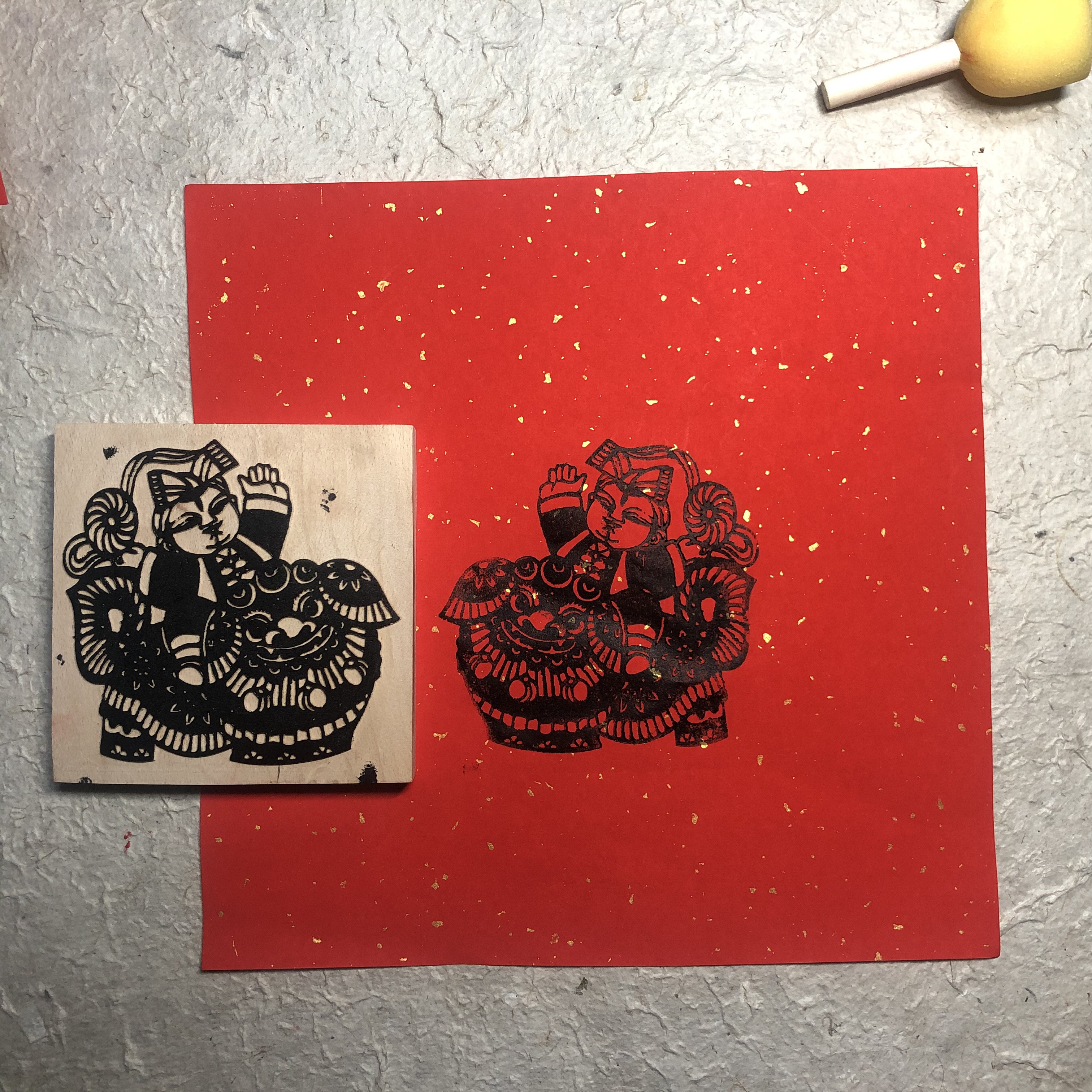 宣纸雕版万年红年画画纸空白手写福字纸洒金宣纸宣纸