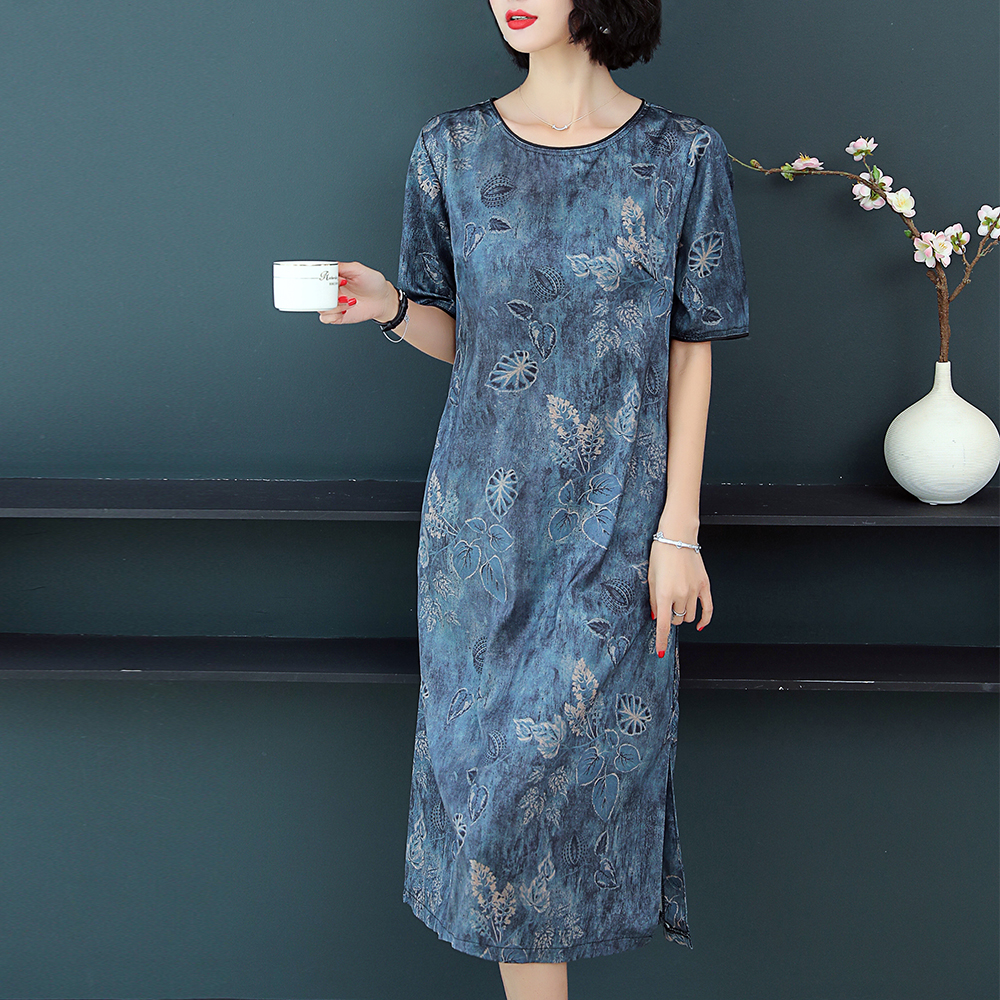 40岁女连衣裙中年妈妈高贵夫人香云纱真丝裙子阔太太新款洋气减龄