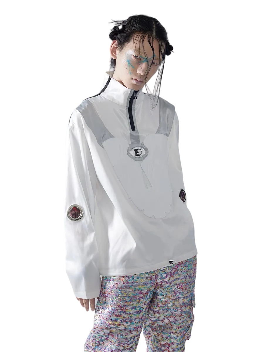 Embryo 2020 咒 小众设计 鞋面镣铐拼接半拉链三穿长袖夹克裙子