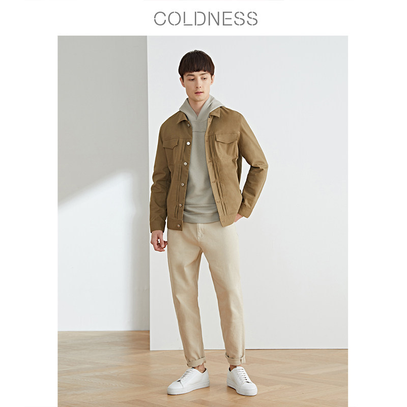 coldness 定制款牛仔外套男装潮流韩版短款休闲翻领夹克