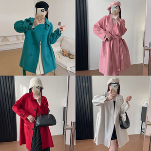 Artsdon/阿仕顿秋冬气质宽松高级显瘦羊毛双面呢大衣外套男女同款