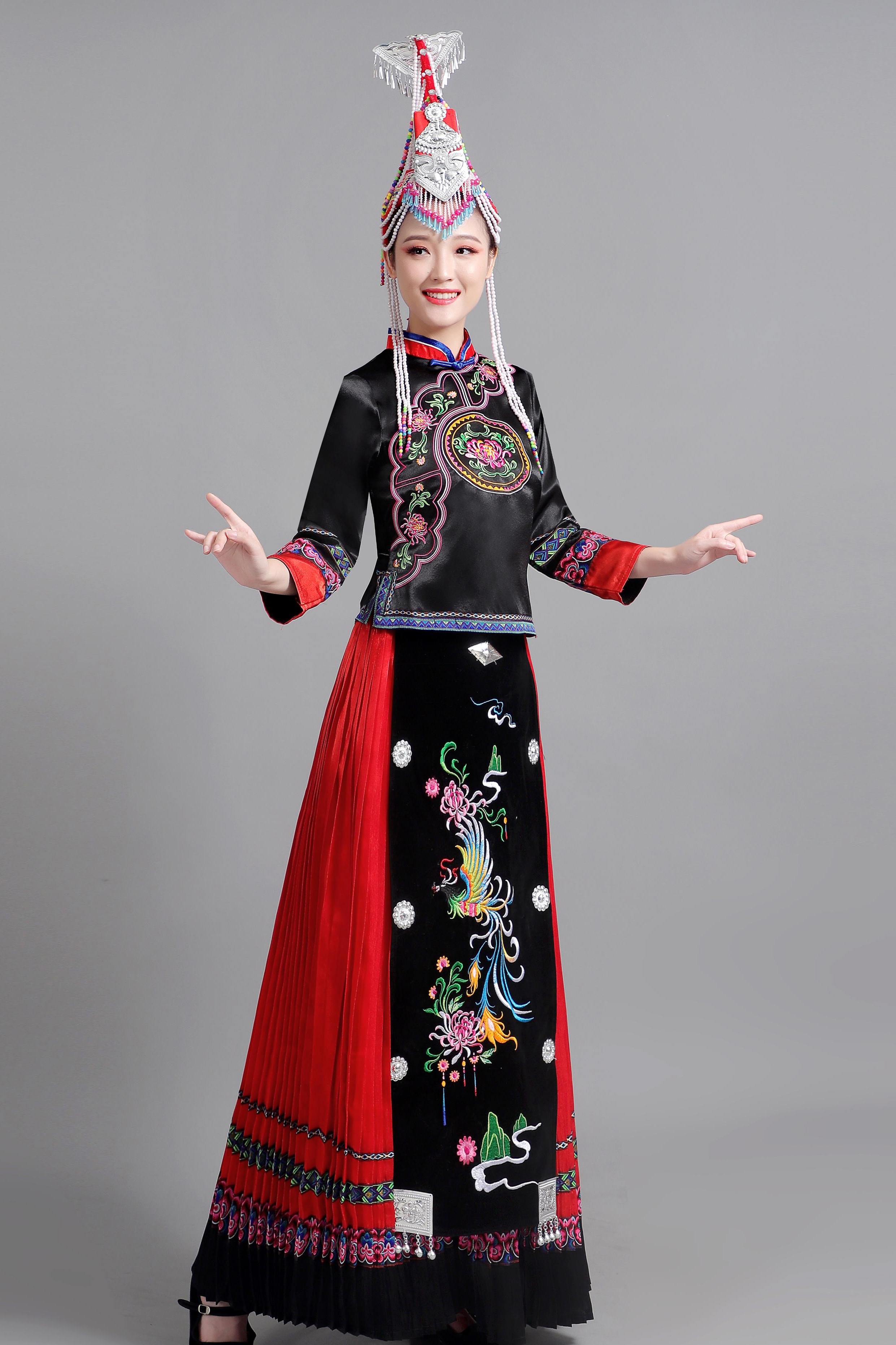 新款畲族表演民族风凤冠民族服装舞台凤凰装饰舞蹈民族服装