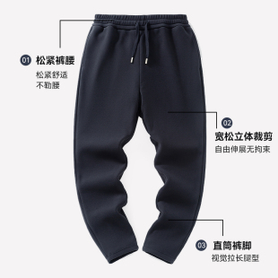 雪中飞保暖卫裤男2025年秋季新款羊毛蚕丝男士休闲百搭宽松休闲裤