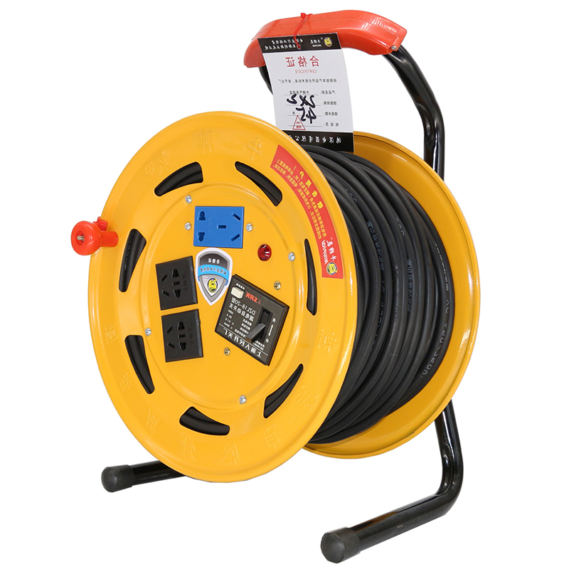 电线收线盘轮 轴盘带插座圈线器活动电源线线轴电缆接线盘滚线轮-乐购