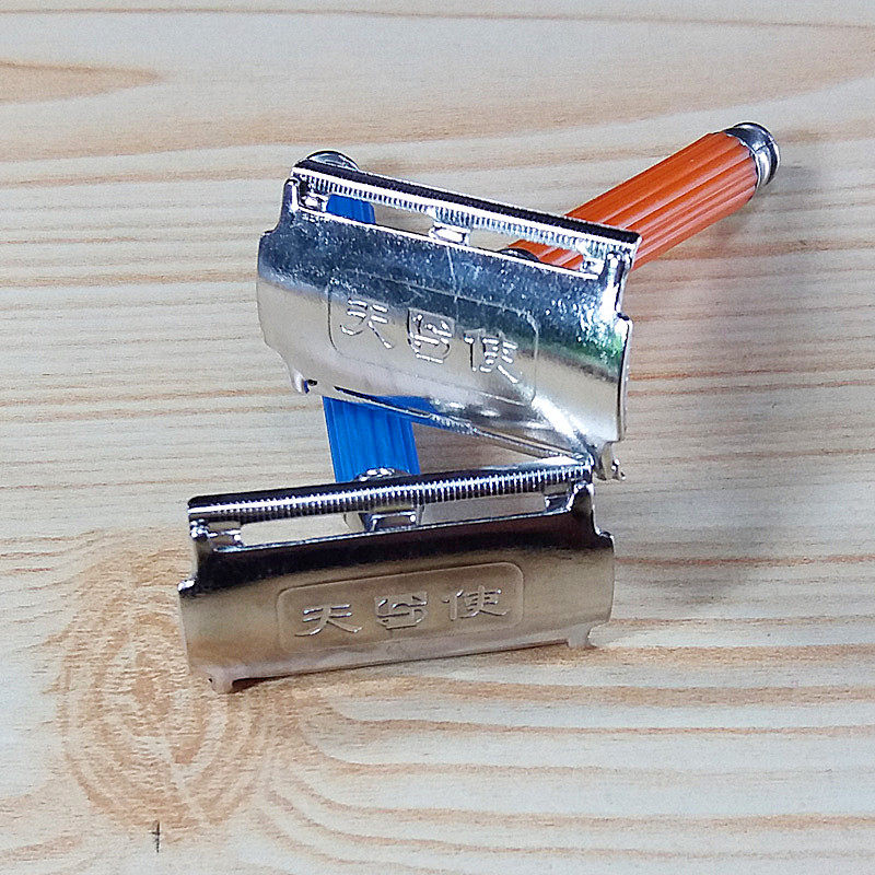 双面刀架包邮天使老式手动剃须刀刮胡刀盒装保安剃须刀架