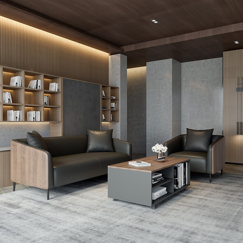 办公室创意沙发简约现代商务会客接待区三人位铁艺沙发