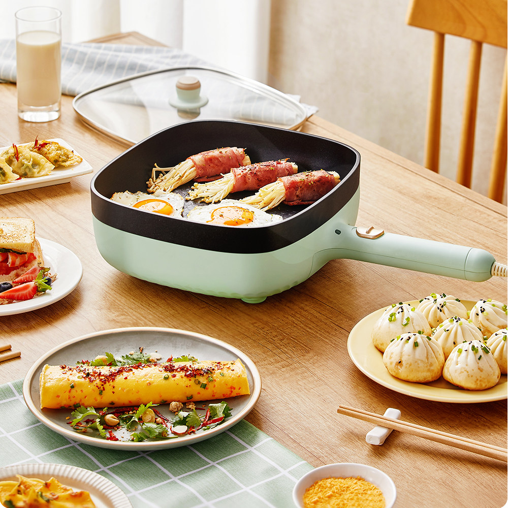 小熊炒锅家用多功能一体式小型炒菜不粘宿舍学生电炒锅