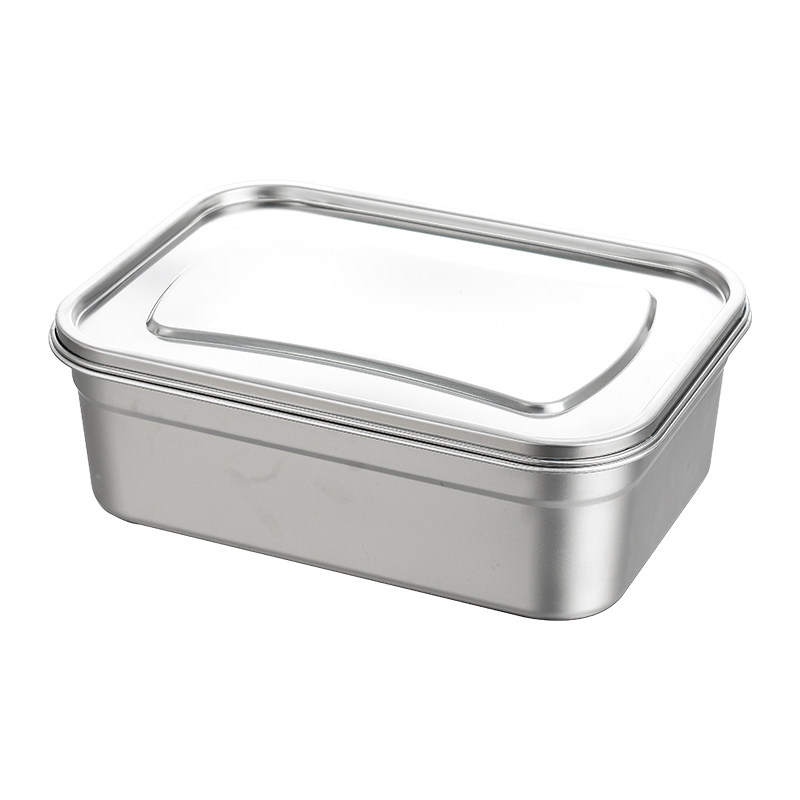 不锈钢保鲜大号长方形盛菜饭盒盒带冻品盒子冷藏保鲜盒