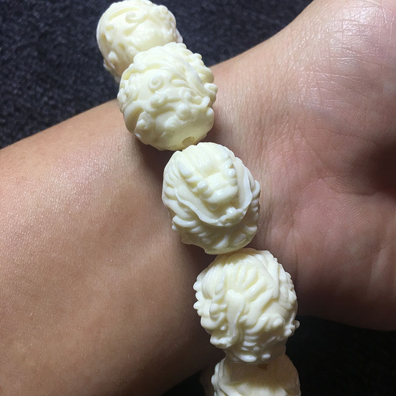 念珠菩提椰子2cm天猫定制吐珠手盘龙雕刻象牙佛珠