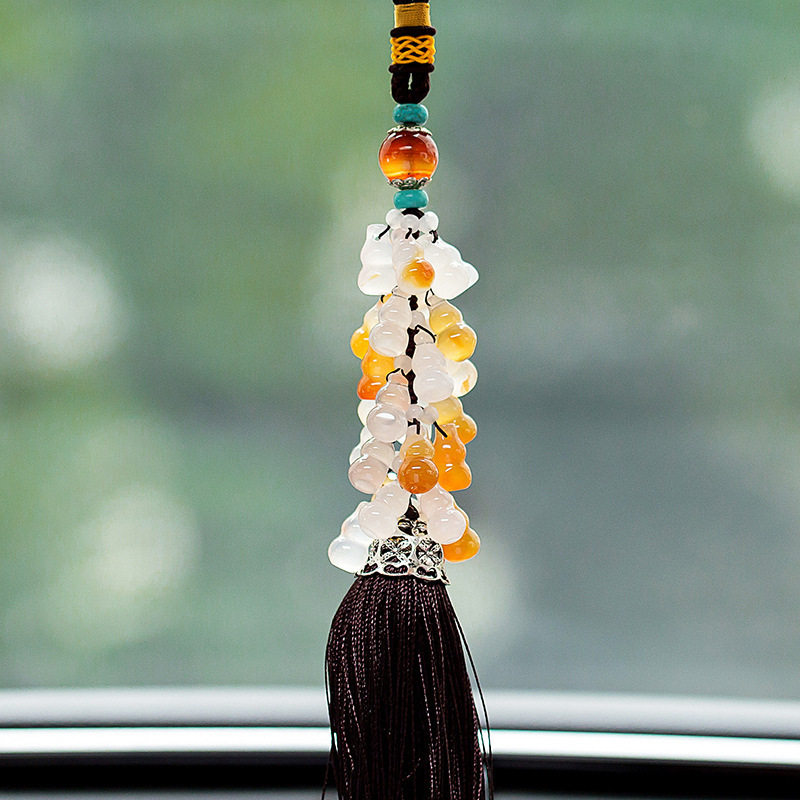 天猫定制开光汽车挂件吊饰水晶葫芦串珠流苏挂件车载装饰品女