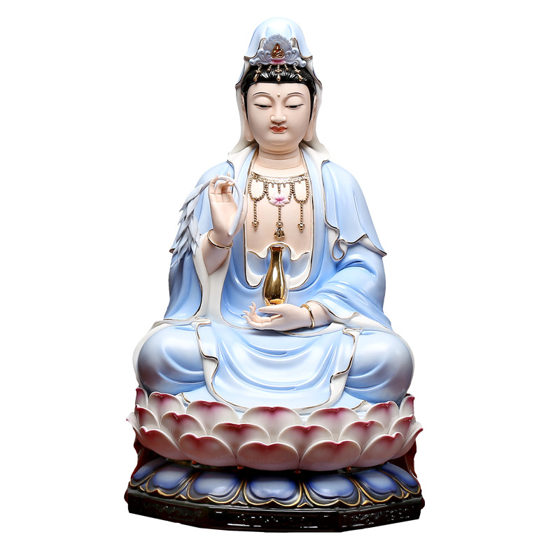 抖音新款梵趣观音菩萨供奉佛像陶瓷摆件12-28摆件