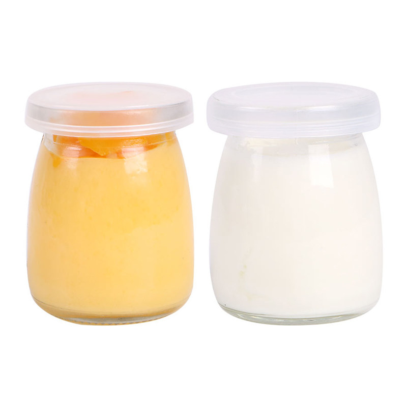酸奶瓶带盖加厚玻璃广口甜品果冻杯子家用烘培大口径布丁杯200ml