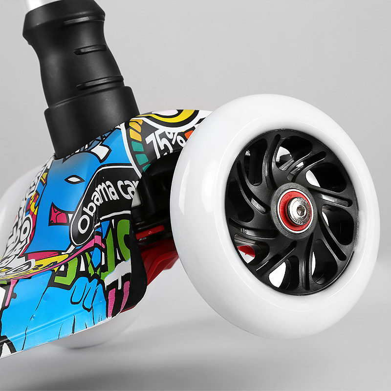 英奇限量涂鸦儿童滑板车升降踏板滑滑滑车216岁滑板车