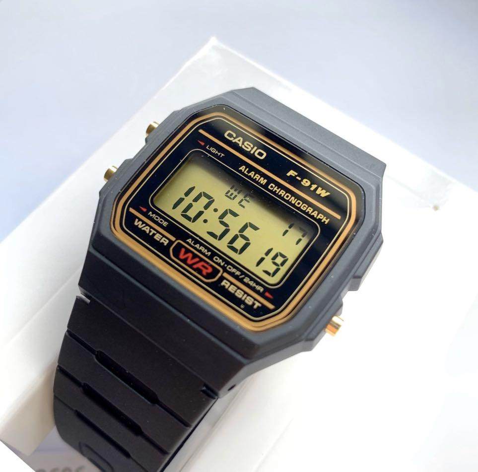 卡西欧复古古老方块防水数字电子方形手表f-91w-3d日韩腕表