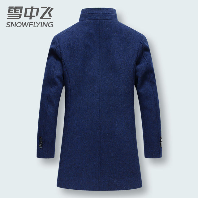 Snow flying 2019 new autumn and winter woolen coat men's mid-length men's woolen wool coat dad windbreaker Snow flying 2019 new autumn and winter woolen coat men's mid-length men's woolen wool coat dad windbreaker