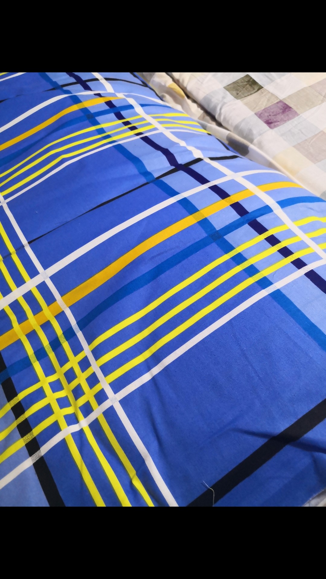 定做学校蓝色格子加厚纯棉斜纹床单被套蓝格床单