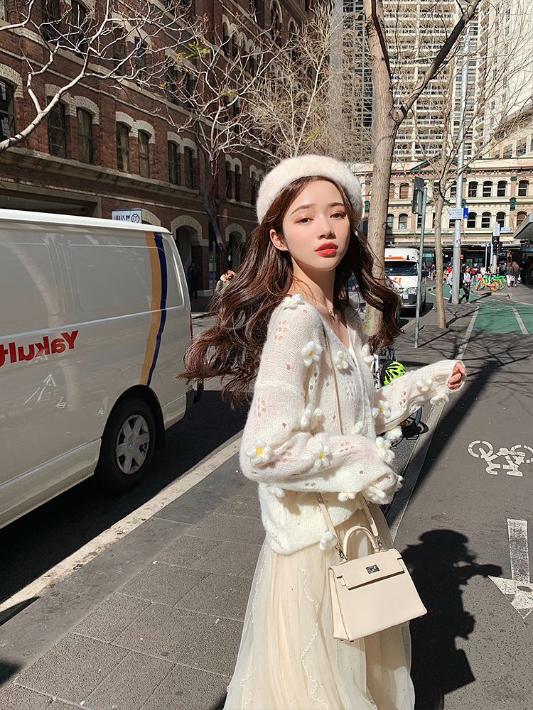 秋冬女装新款时尚气质超仙女连衣裙套装洋气网红毛衣网纱裙两件套
