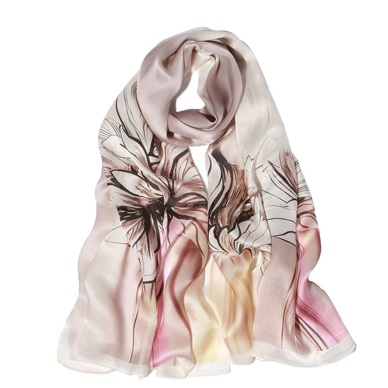 杭州丝绸故事真丝丝巾女士春秋100%桑蚕蚕丝围巾围巾