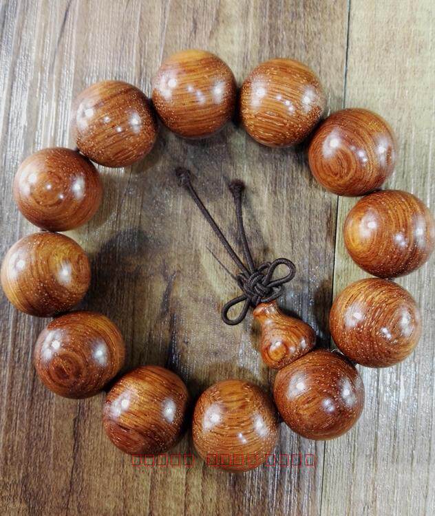 国标红木鸟足紫檀老挝花梨20手串佛珠花纹好油性不错打磨细