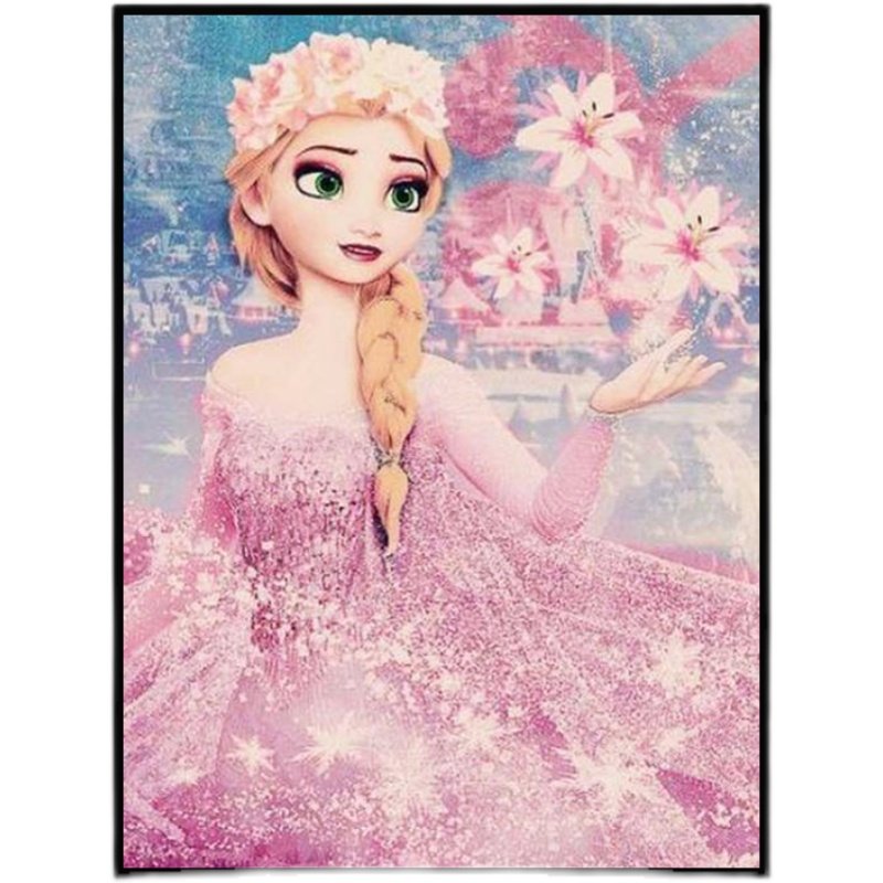 卡通冰雪奇缘可爱公主钻石画女孩小幅带框diy钻石绣学生手工儿童