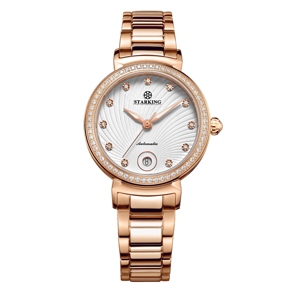 手表星皇品牌全自动机械表实心精钢表带镶钻时尚国产腕表