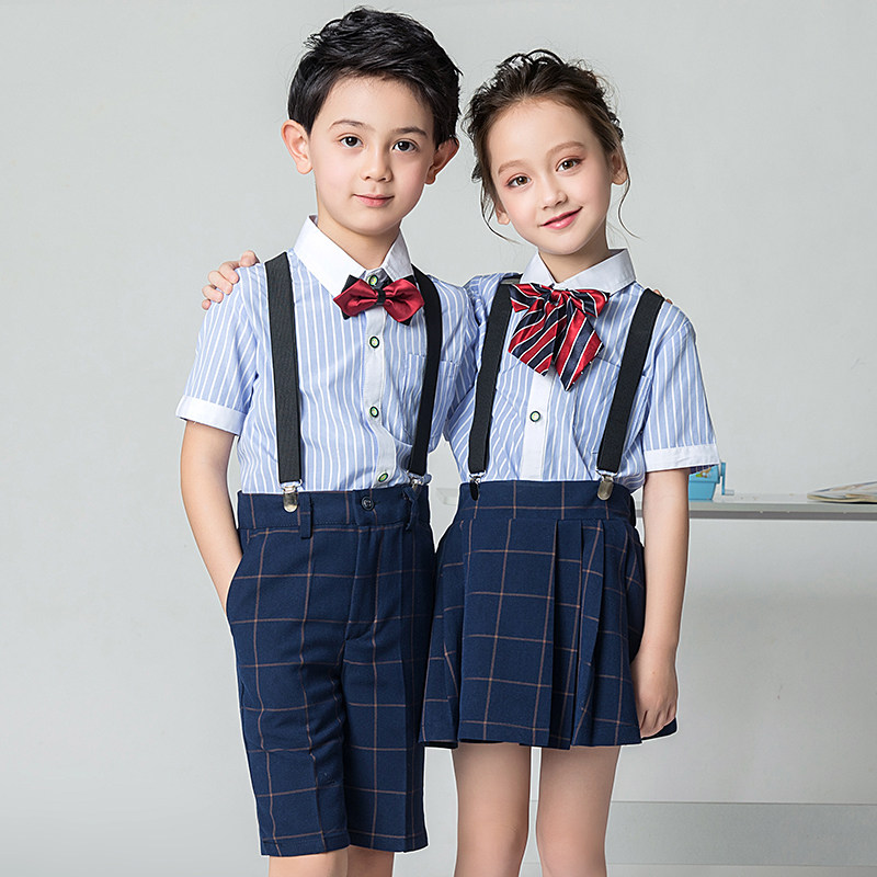 六一演出服花童礼服男女女童背带套装长袖表演儿童演出服