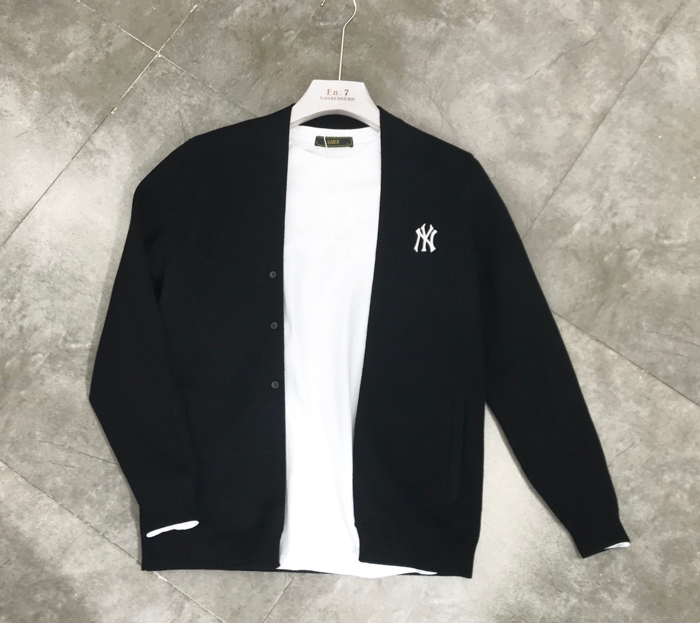 2021秋季青年男士休闲新款刺绣外穿韩版修身ny潮牌外套针织开衫