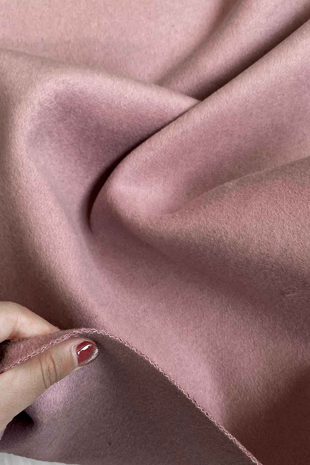 双面羊毛气质淡紫粉混色双层顺毛毛呢布料秋冬海绵垫