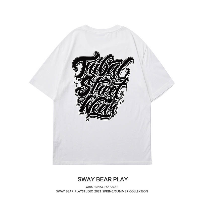 西海岸街头潮牌tribal logo bboy嘻哈街舞宽松大码短袖t恤男女夏