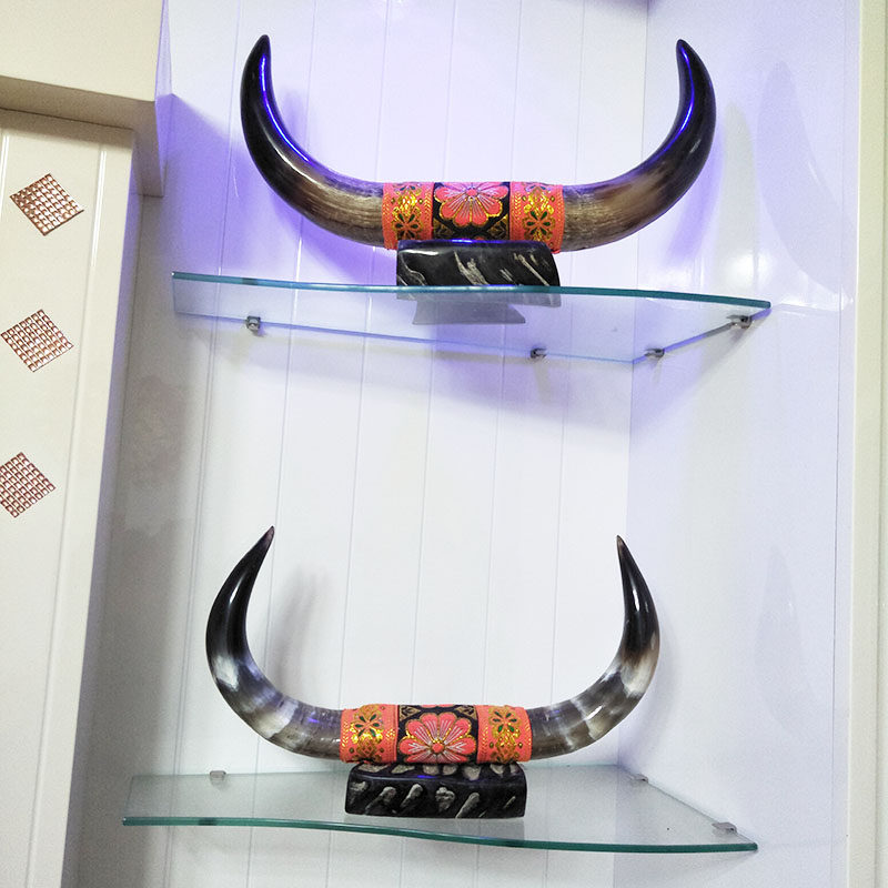 牛角摆件黄牛角打磨对角原配天然手工装饰品居家装饰摆件