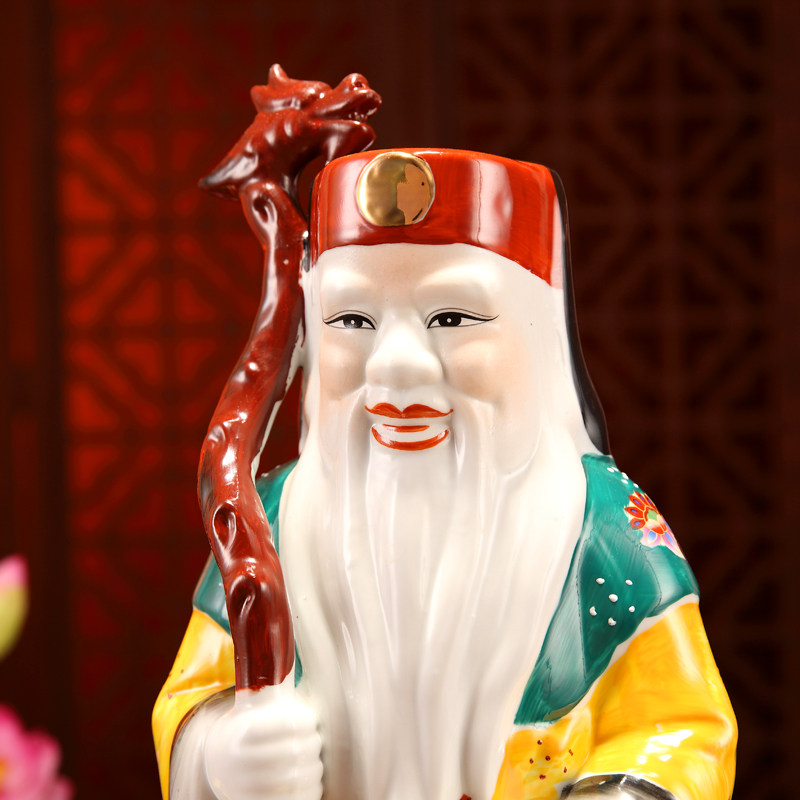 陶瓷五彩山神道教神像大山之神供奉镇平安佛像摆件