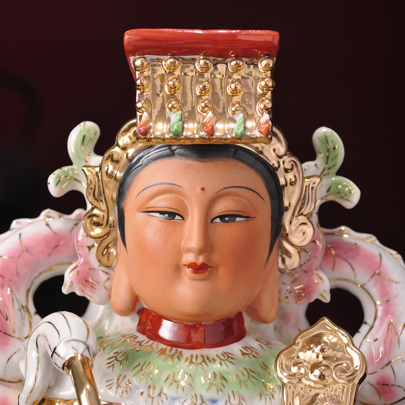 陶瓷五彩王母娘娘神像1224英寸西王母镇宅佛像家居风水供奉摆件