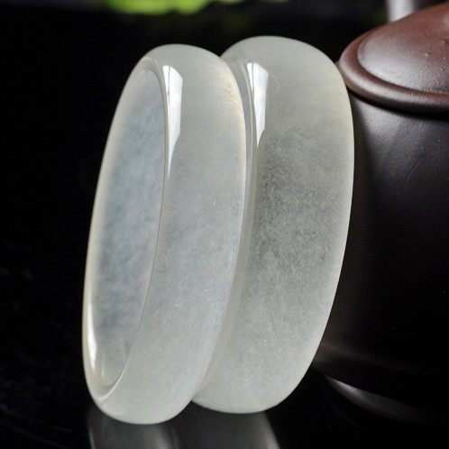 天然冰透玉镯女款白玉冰丝玉手手镯玉石玉器手饰