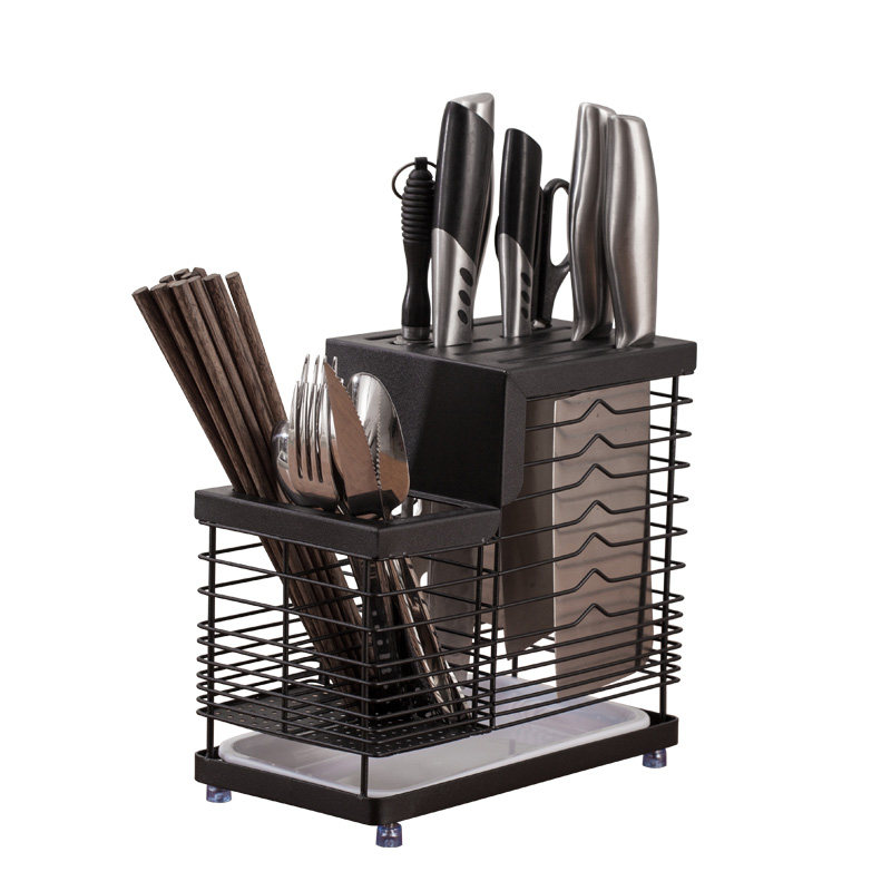 304不锈钢刀架壁挂式厨房用品刀具置物架放菜刀收纳架筷子筒一体