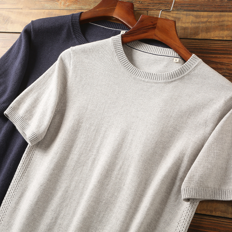 重磅货 意大利订单！95棉+5%羊绒 高端男装夏季针织短袖T恤衫男t