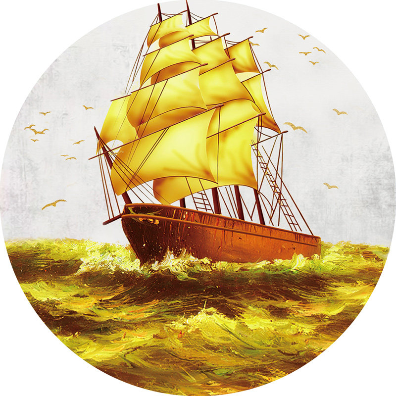 金色帆船十字绣2021新款线绣客厅小幅玄关一帆风顺十字绣套件