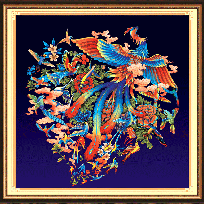 百鸟朝凤十字绣2021新款线绣客厅卧室小件玄关中式十字绣套件