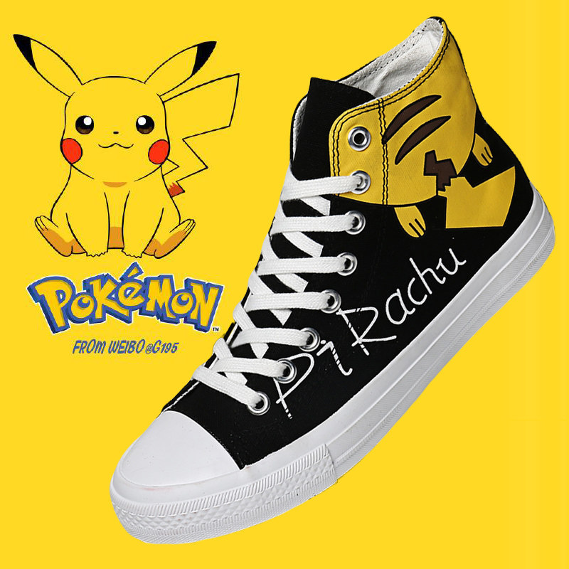 鞋子2021年秋季欧洲站平板早秋潮鞋皮卡丘学院帆布帆布鞋