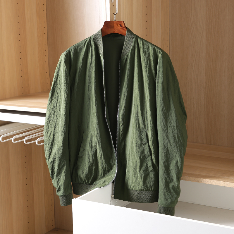 剪标男装春薄夹克棒球领纯色通勤基础款工装耐脏外套爸爸装有大码